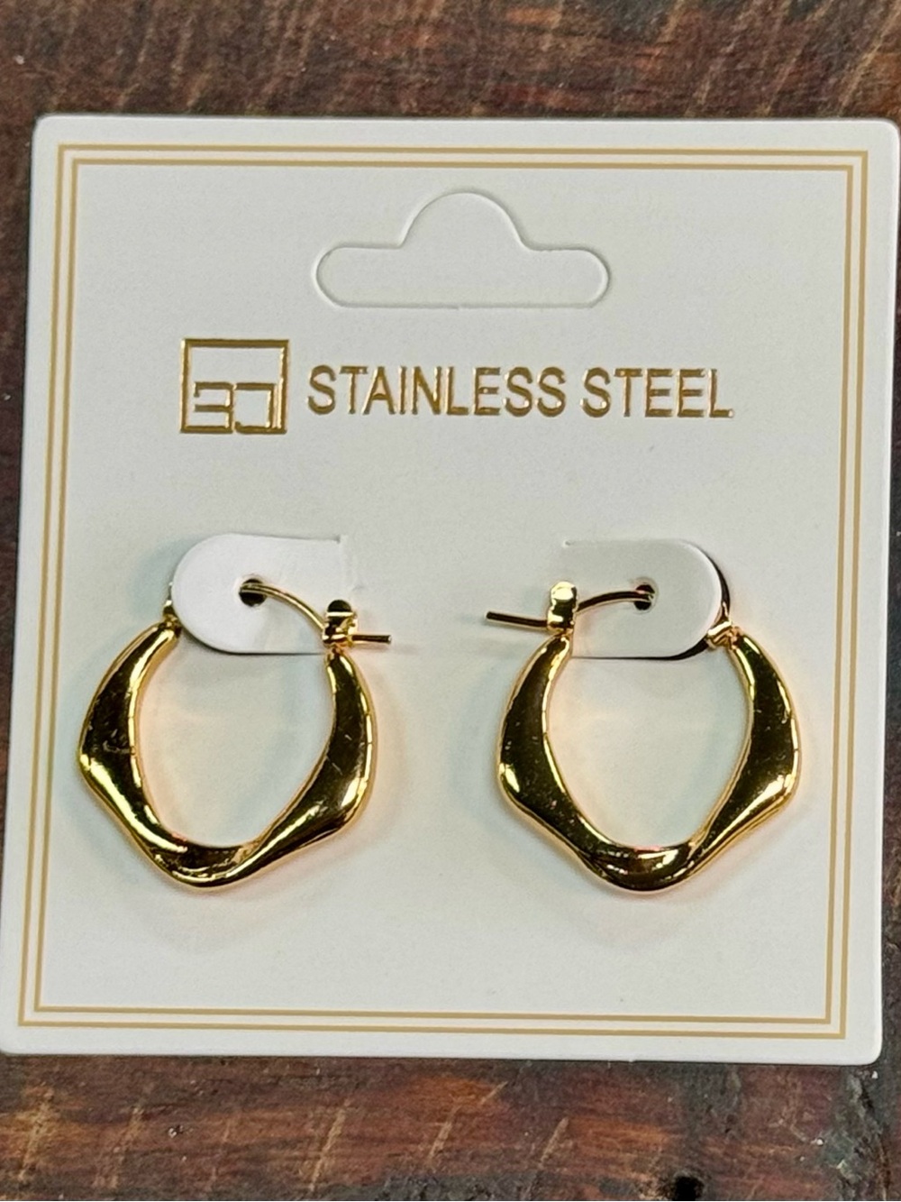 Stainless Steel Sculpted Hoop‎ Earrings - Gold and Silver